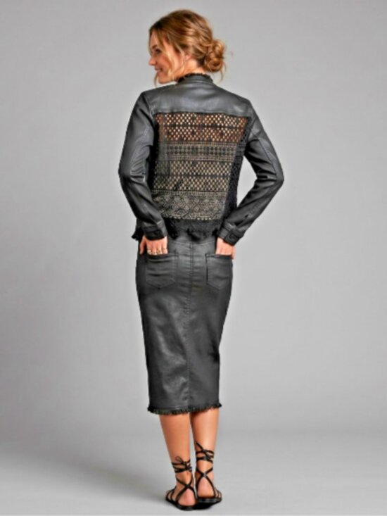 Elie Tahari Jackets & Blazers - Elie Tahari Womens Black Cropped Jacket Crochet Back Medium Size